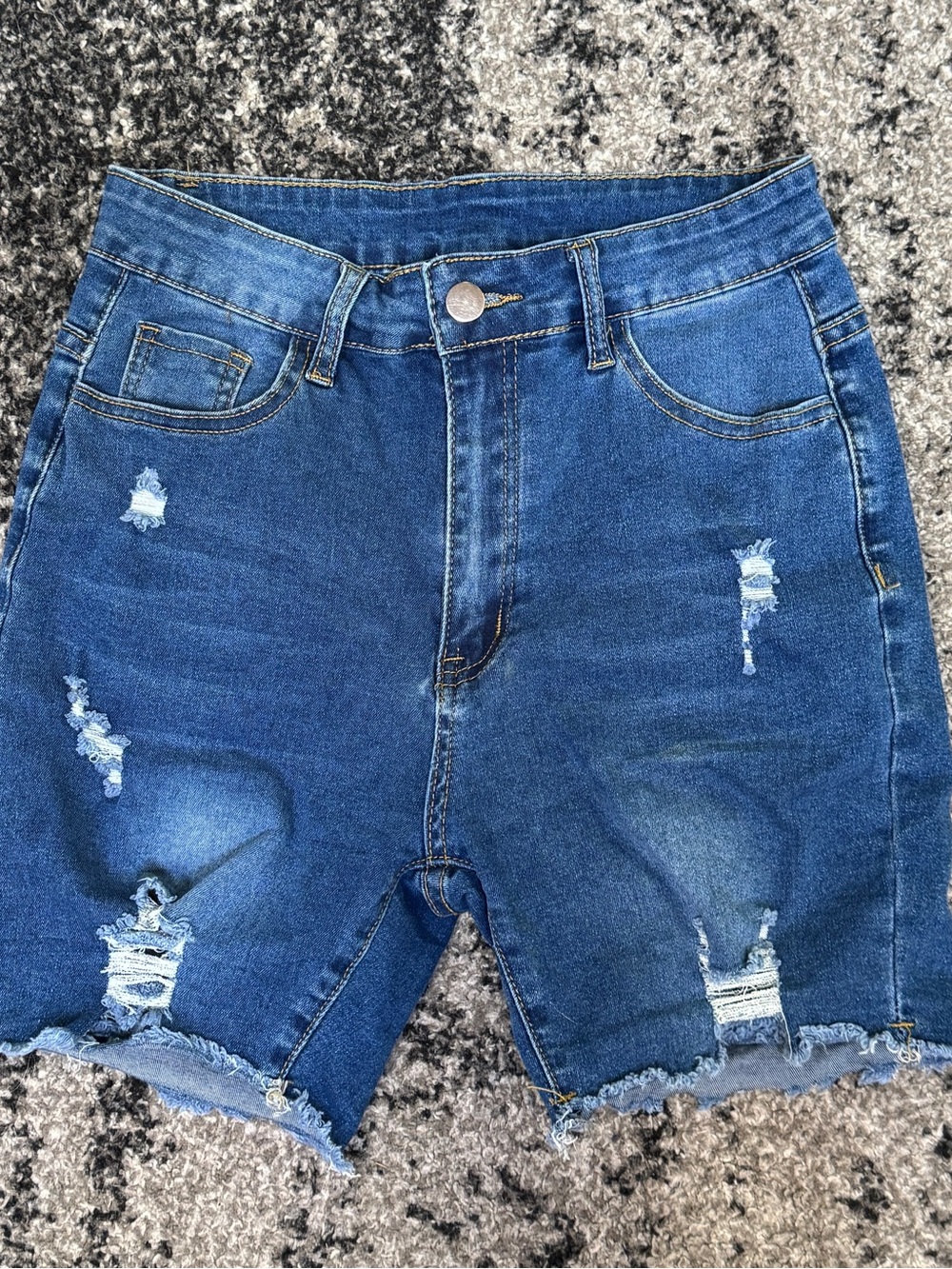 SHEIN Light Blue Denim Shorts with Contrast Stitching